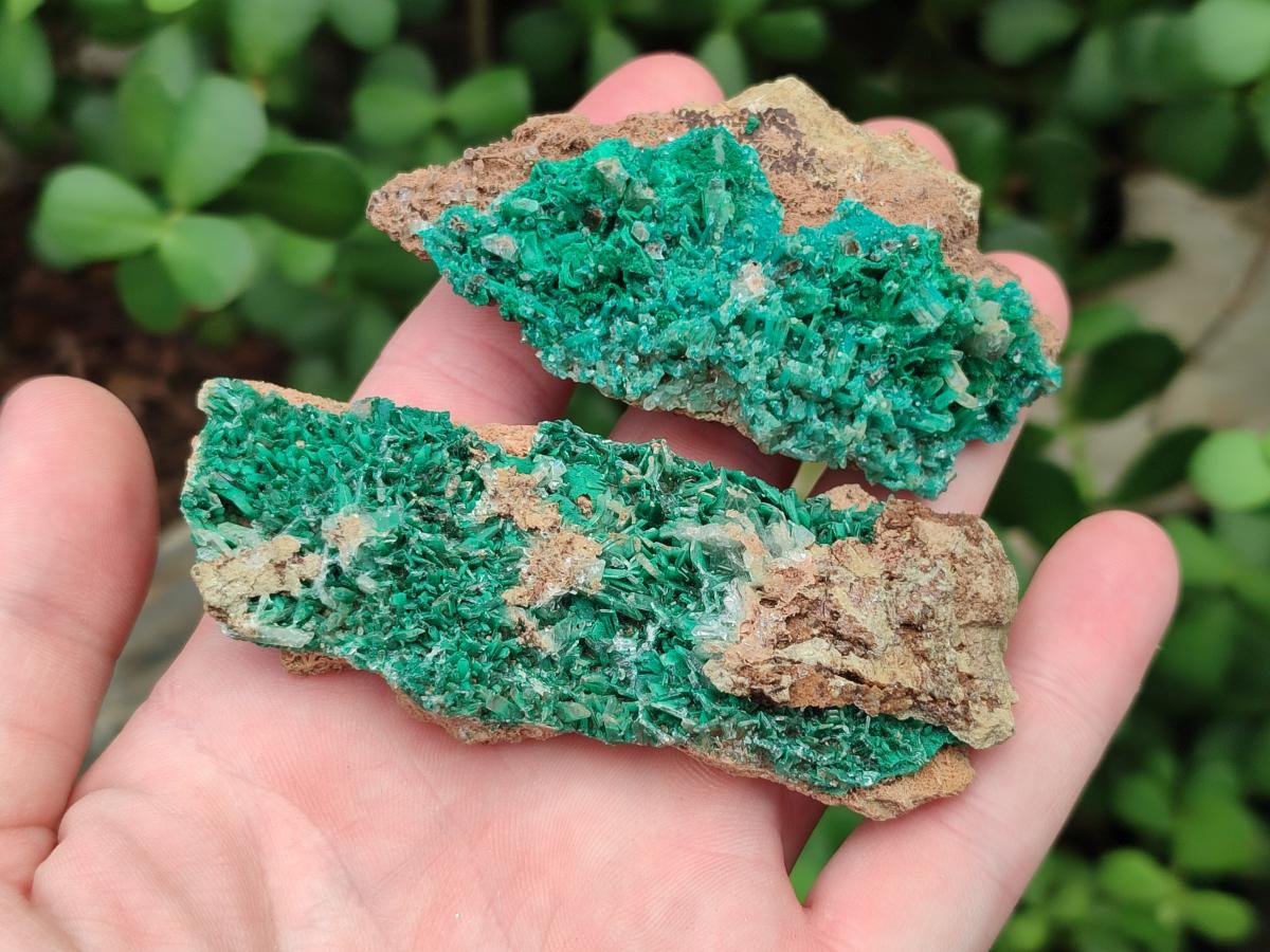 Natural Rare Bladed Barite with Malachite Specimens x 6 From Shinkolobwe Mine, Congo