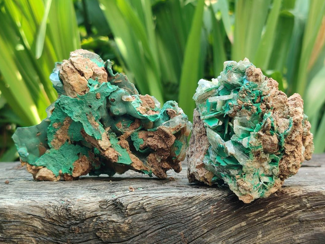 Natural Rare Bladed Barite with Malachite Specimens x 6 From Shinkolobwe Mine, Congo