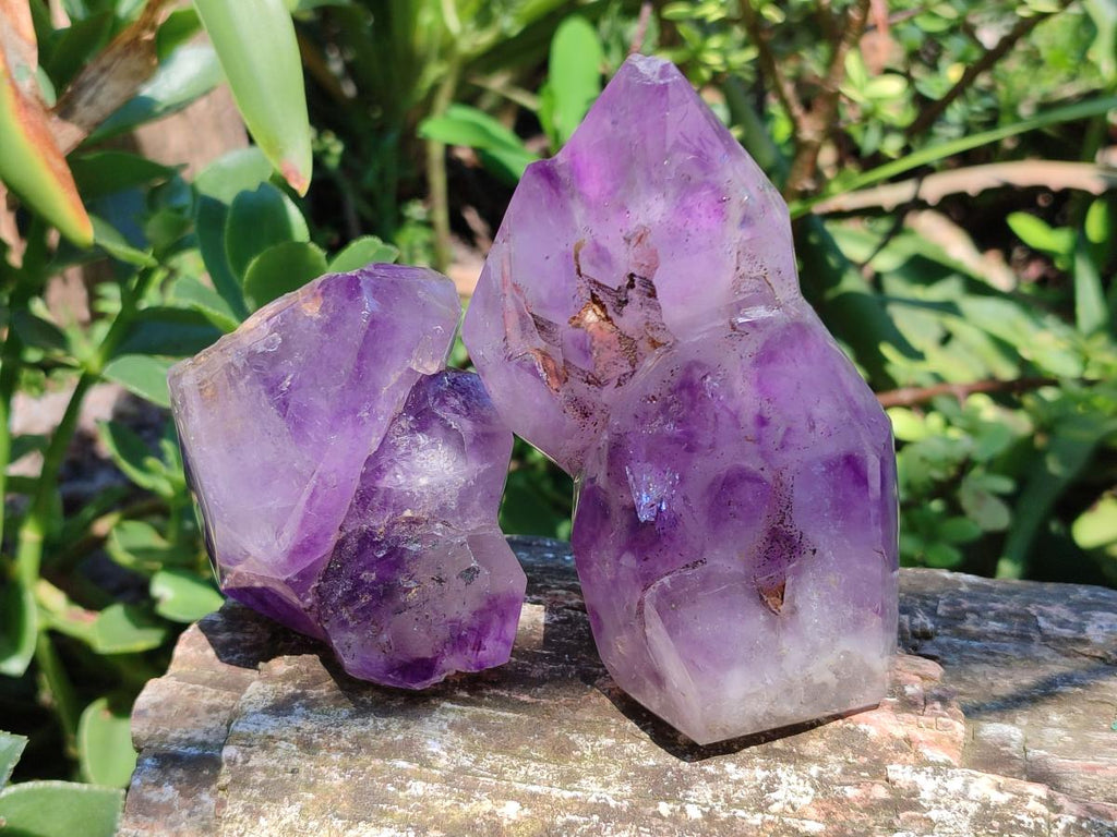 Polished Window Amethyst Crystals x 2 From Akansobe, Madagascar