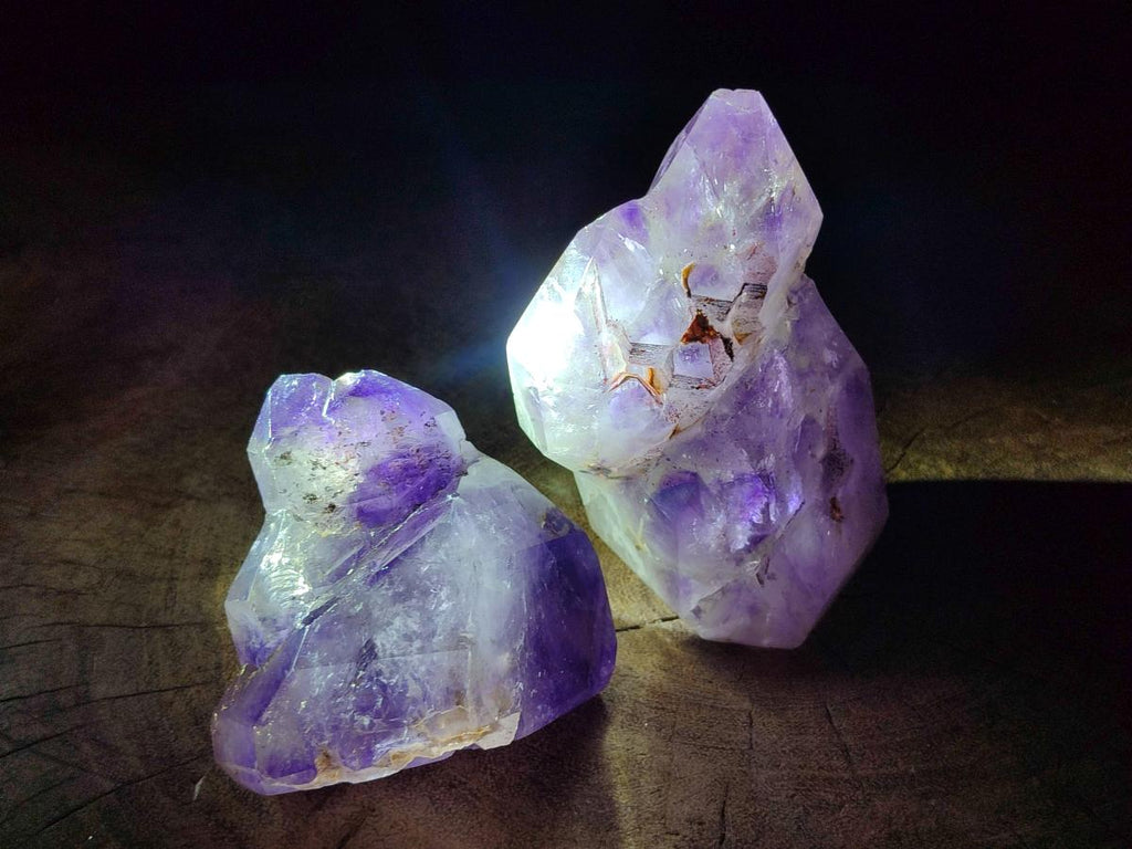 Polished Window Amethyst Crystals x 2 From Akansobe, Madagascar