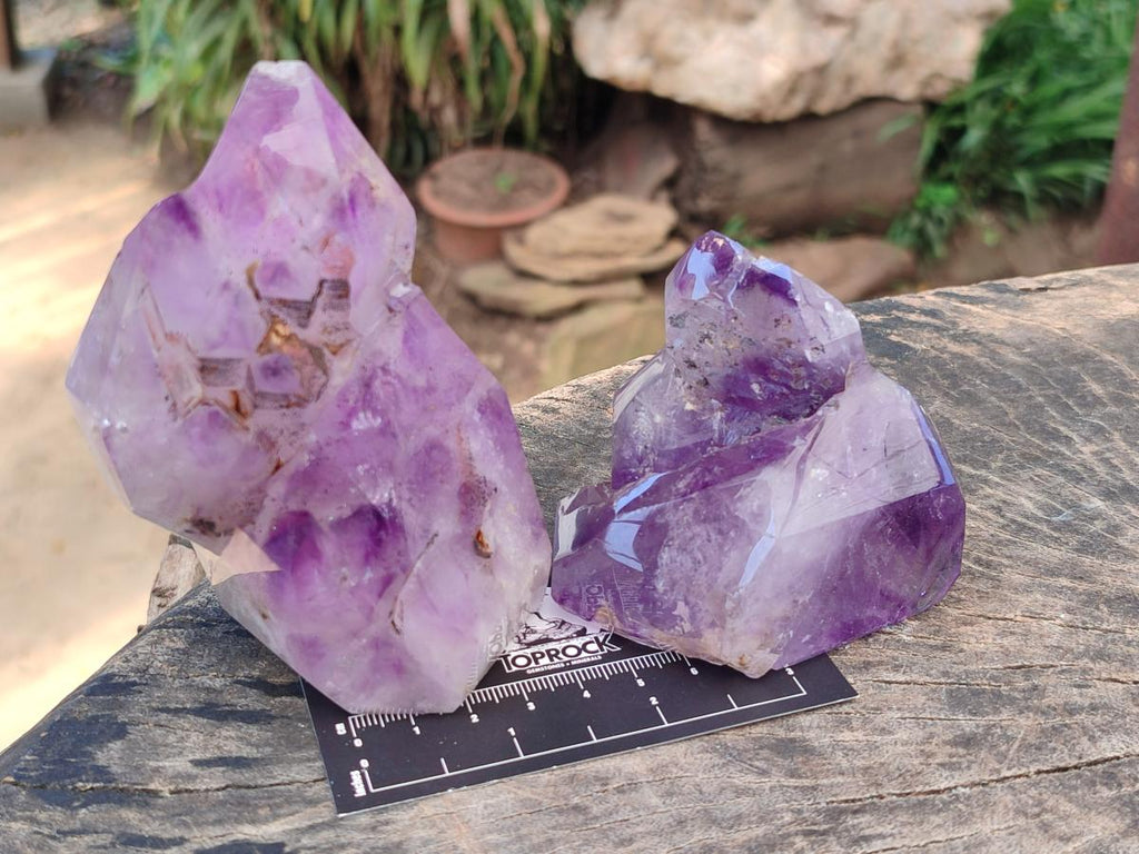 Polished Window Amethyst Crystals x 2 From Akansobe, Madagascar