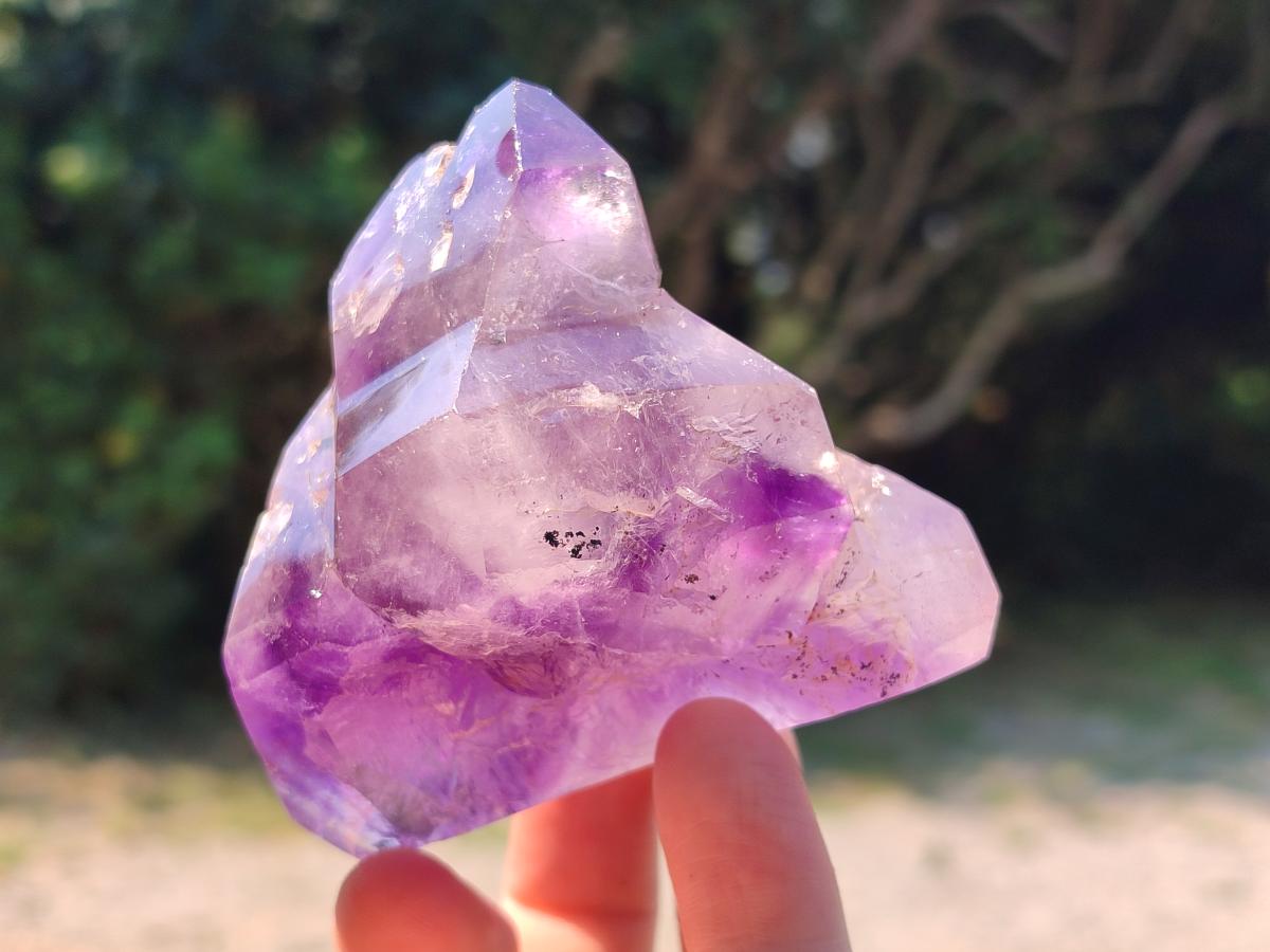 Polished Window Amethyst Crystals x 2 From Akansobe, Madagascar