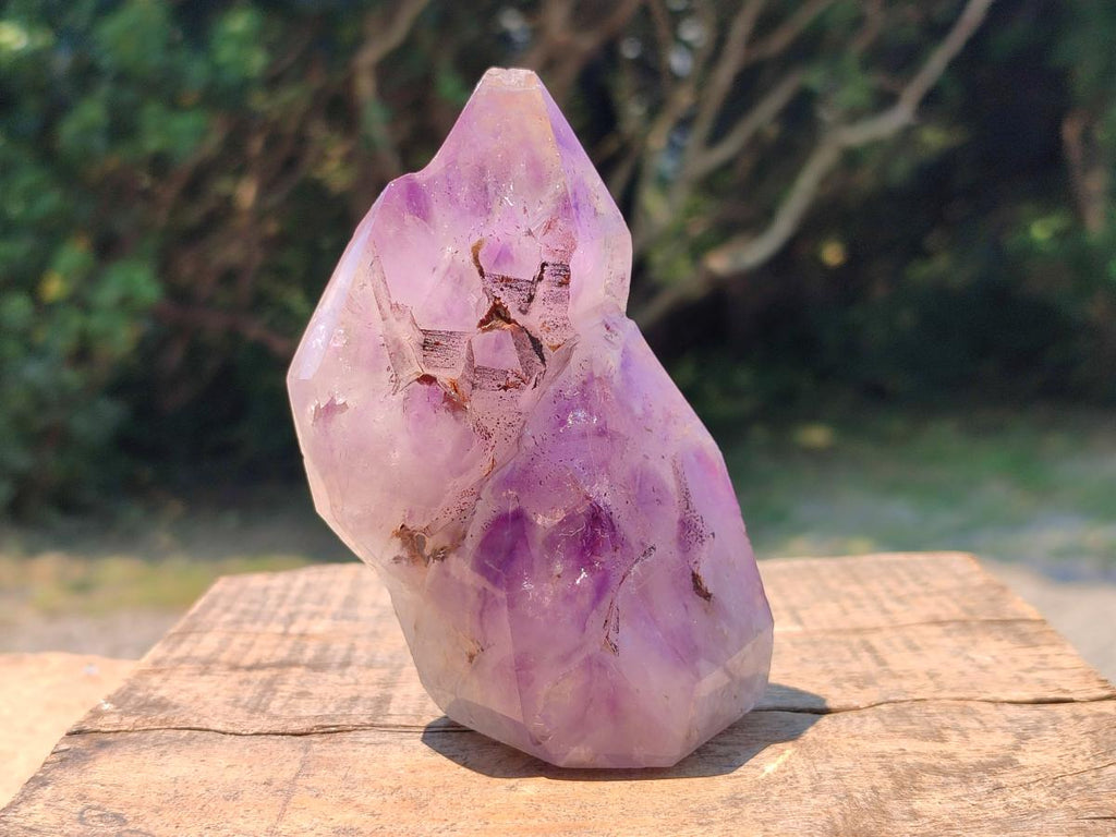 Polished Window Amethyst Crystals x 2 From Akansobe, Madagascar