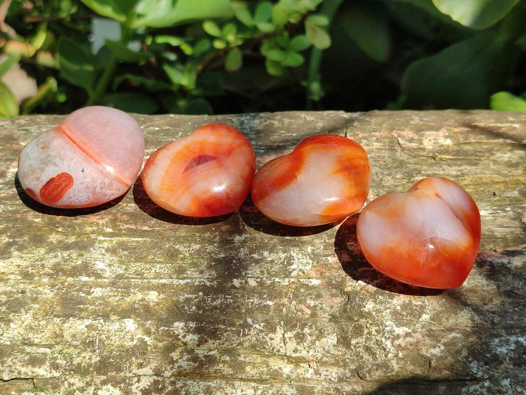 Polished Carnelian Agate Gemstone Hearts x 20 From Madagascar