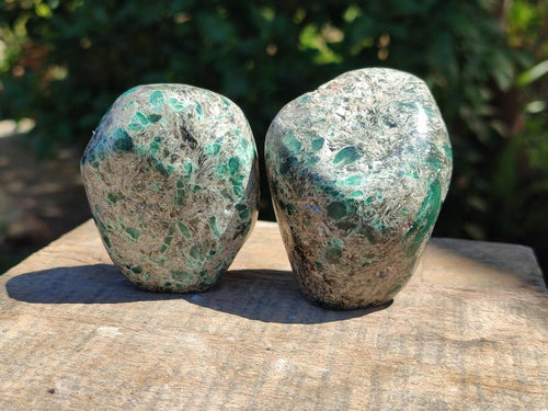 Polished Emerald Mica 'Mutokolite' Standing and Free Forms  x 6 From Mutoko, Zimbabwe