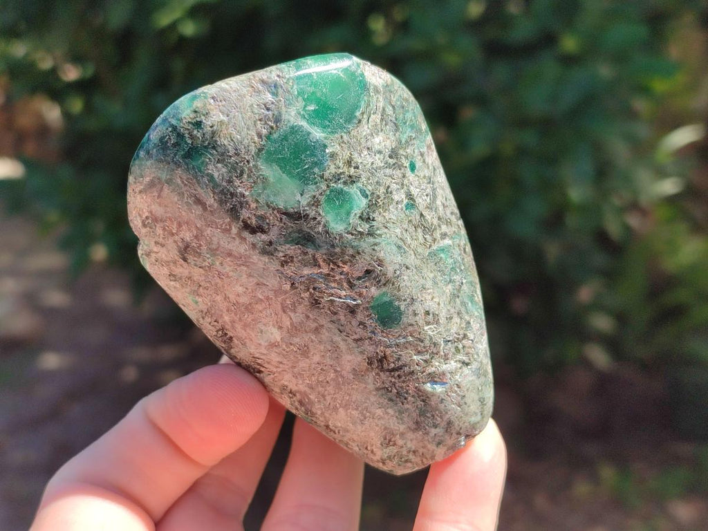 Polished Emerald Mica 'Mutokolite' Standing and Free Forms  x 6 From Mutoko, Zimbabwe