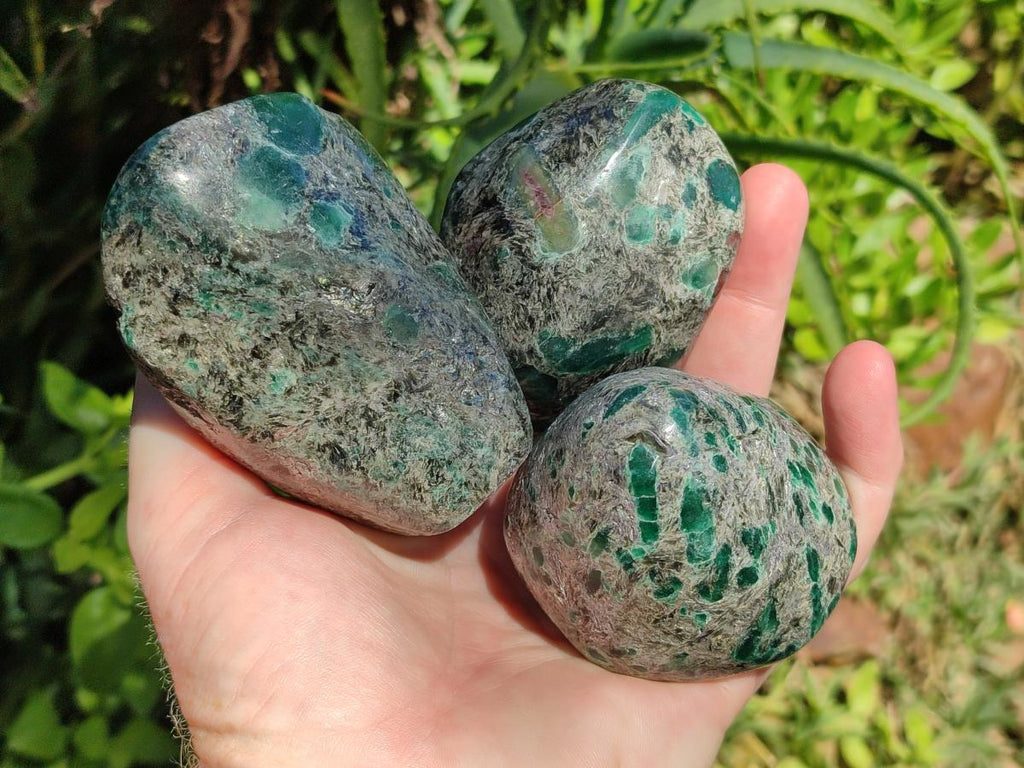 Polished Emerald Mica 'Mutokolite' Standing and Free Forms  x 6 From Mutoko, Zimbabwe