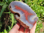 Polished One Side Red Shashe River Agate Nodules x 3 From Shashe River, Zimbabwe