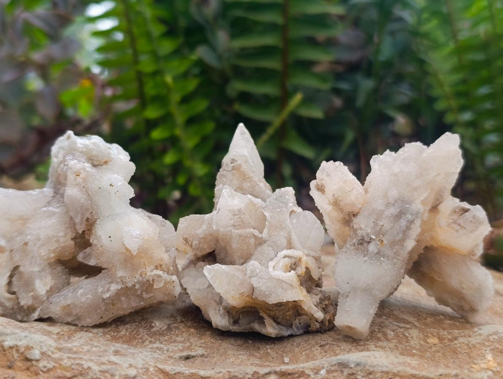 Natural Drusy Quartz Coated Spearhead Calcite Crystals x 24 From Albert's Mountain, Lesotho