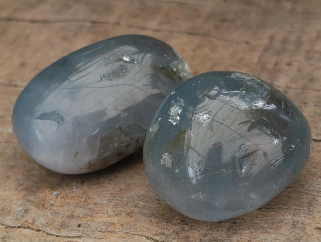 Polished Blue Celestite Free Form Crystals x 20 From Sakoany, Madagascar
