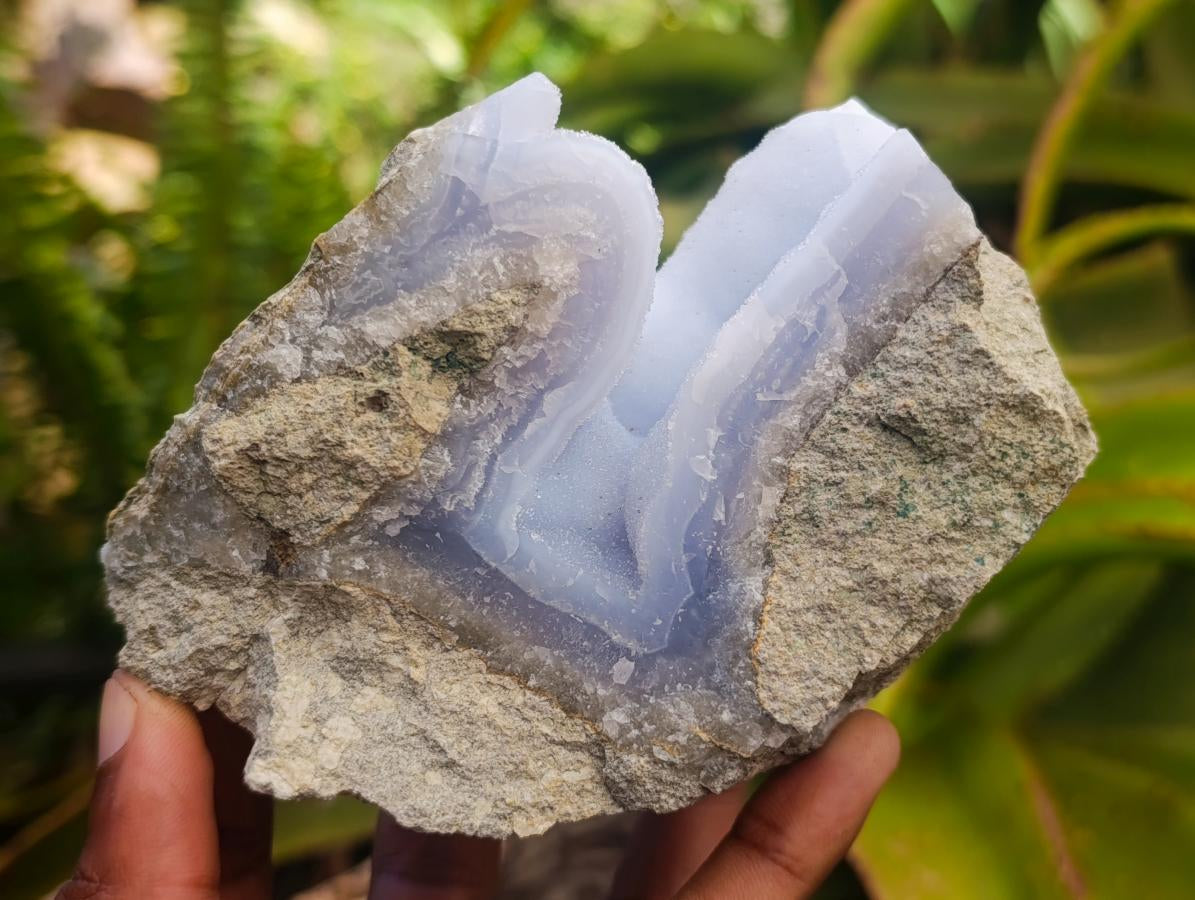 Natural Blue Lace Agate Geode Specimens x 4 From Nsanje, Malawi