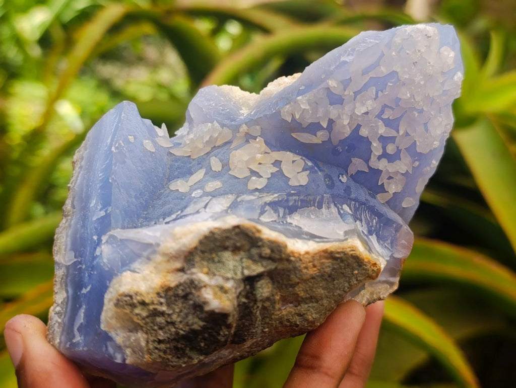 Natural Blue Lace Agate Geode Specimens x 4 From Nsanje, Malawi
