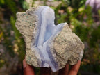 Natural Blue Lace Agate Geode Specimens x 4 From Nsanje, Malawi