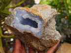 Natural Blue Lace Agate Geode Specimens x 4 From Nsanje, Malawi