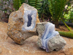 Natural Blue Lace Agate Geode Specimens x 4 From Nsanje, Malawi