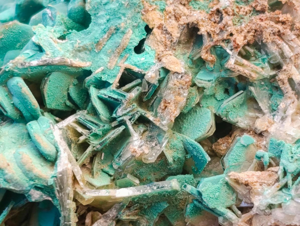 Natural Rare Bladed Barite and Malachite Specimens x 6 From Congo