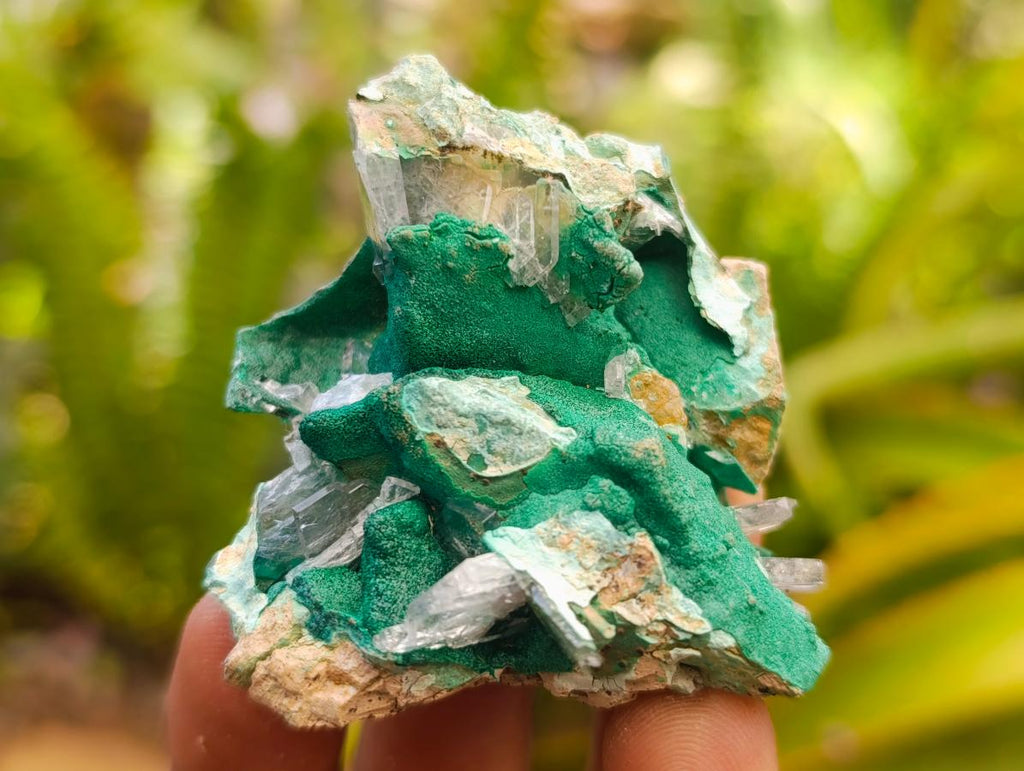Natural Rare Bladed Barite and Malachite Specimens x 6 From Congo