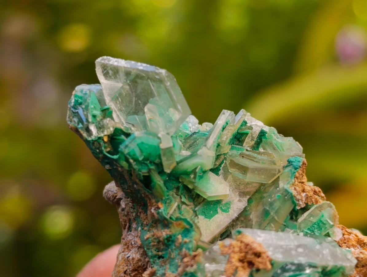 Natural Rare Bladed Barite and Malachite Specimens x 6 From Congo