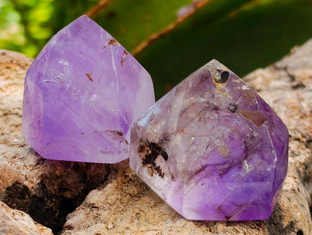 Polished Window Amethyst Crystals One with Enhydro x 20 From Akansobe, Madagascar