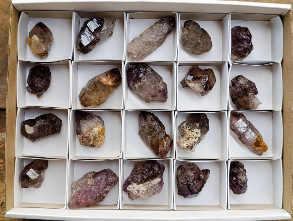 Natural Window Amethyst Crystals x 20 From Chiredzi, Zimbabwe