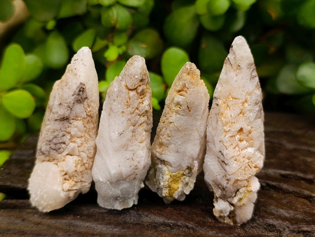 Natural Drusy Quartz Coated Spearhead Calcite Crystals x 35 From Albert's Mountain, Lesotho