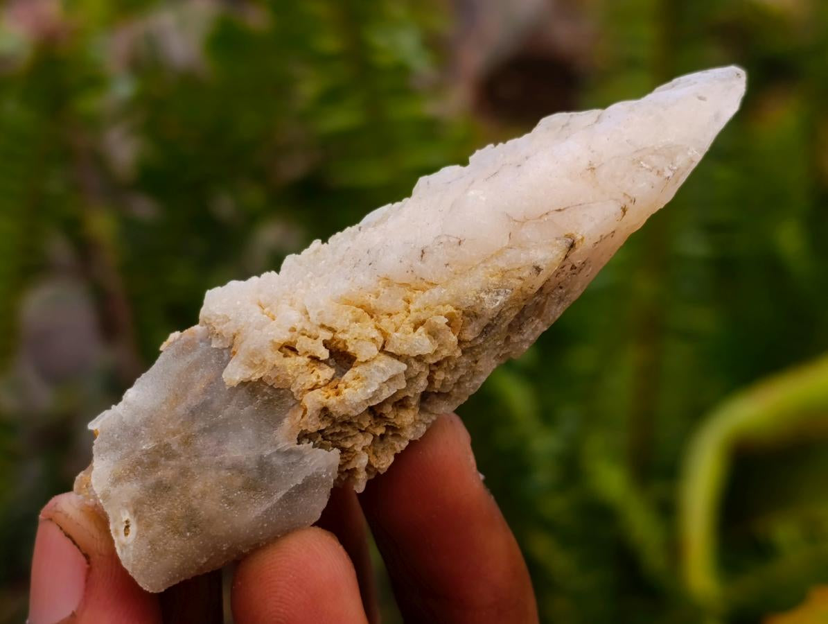 Natural Drusy Quartz Coated Spearhead Calcite Crystals x 35 From Albert's Mountain, Lesotho