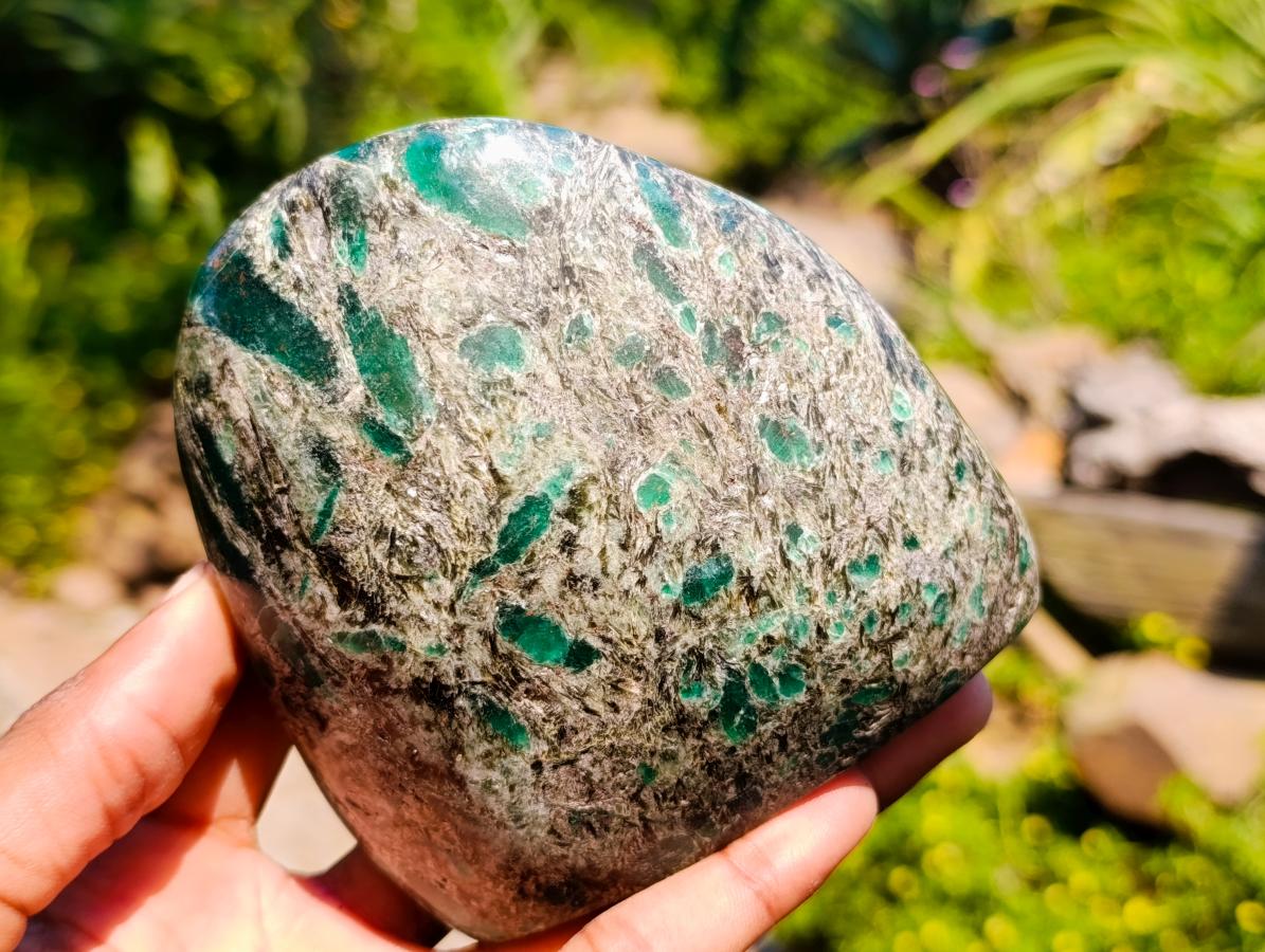 Polished Emerald Mica 'Mutokolite' Standing Free Forms x 2 From Mutoko, Zimbabwe