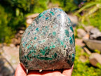 Polished Emerald Mica 'Mutokolite' Standing Free Forms x 2 From Mutoko, Zimbabwe