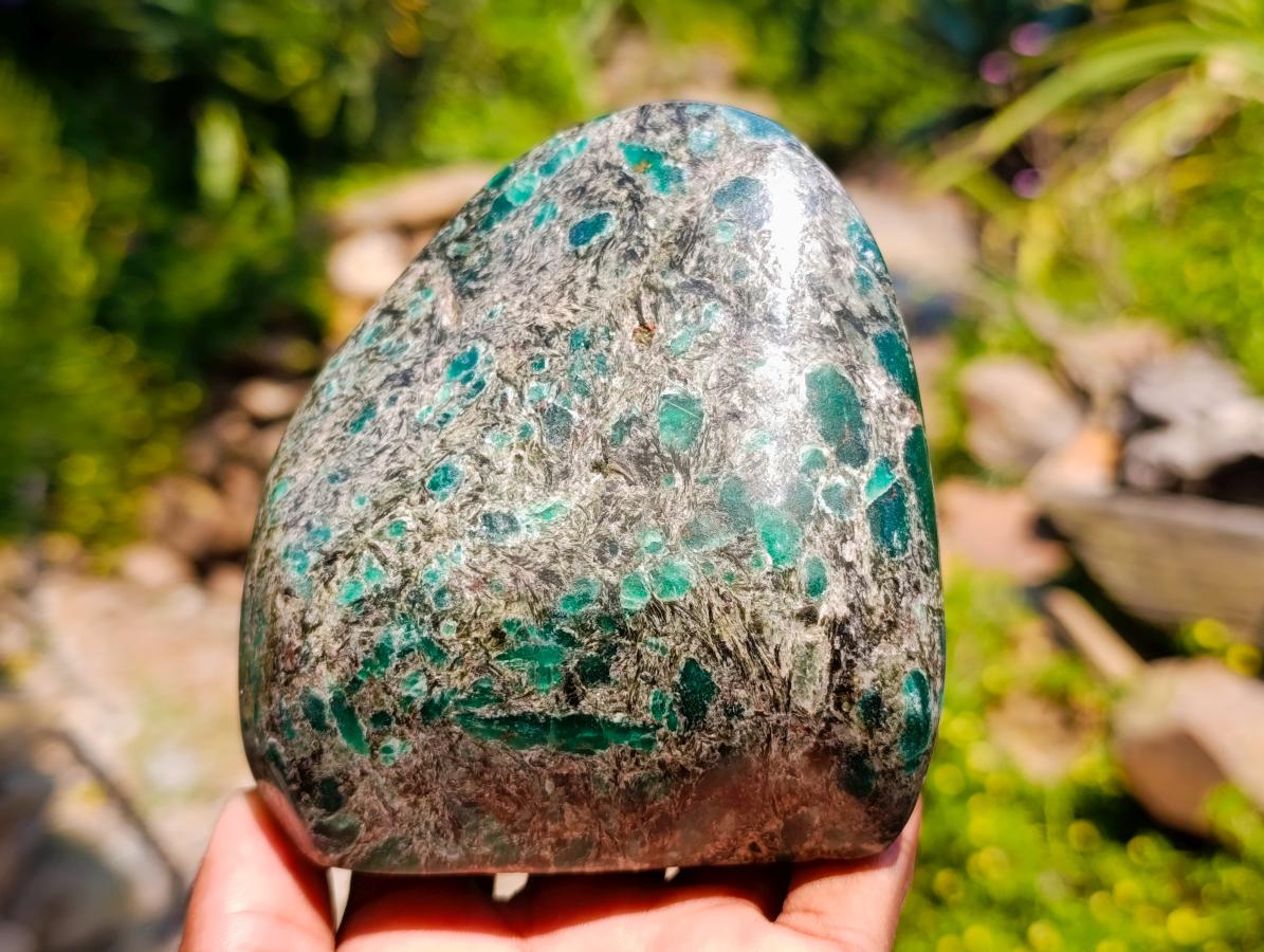 Polished Emerald Mica 'Mutokolite' Standing Free Forms x 2 From Mutoko, Zimbabwe