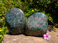 Polished Emerald Mica 'Mutokolite' Standing Free Forms x 2 From Mutoko, Zimbabwe