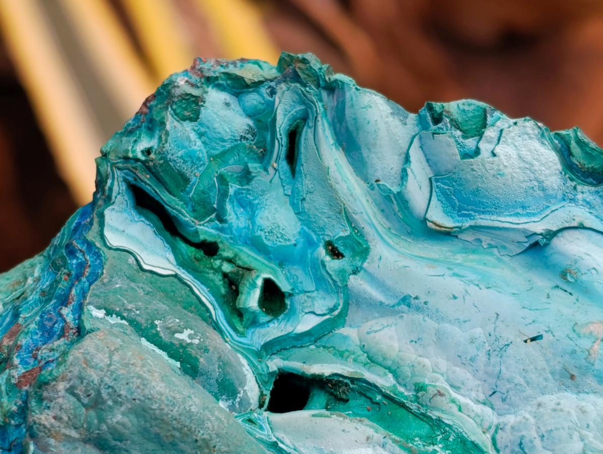 Natural Chrysocolla and Yellow Opal Specimens x 2 From Southern Africa