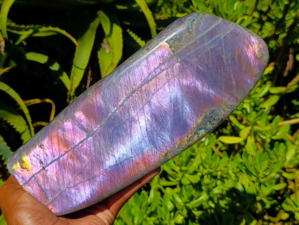 Polished Rare Purple Sunset Flash Labradorite Standing Free Form x 1 From Madagascar