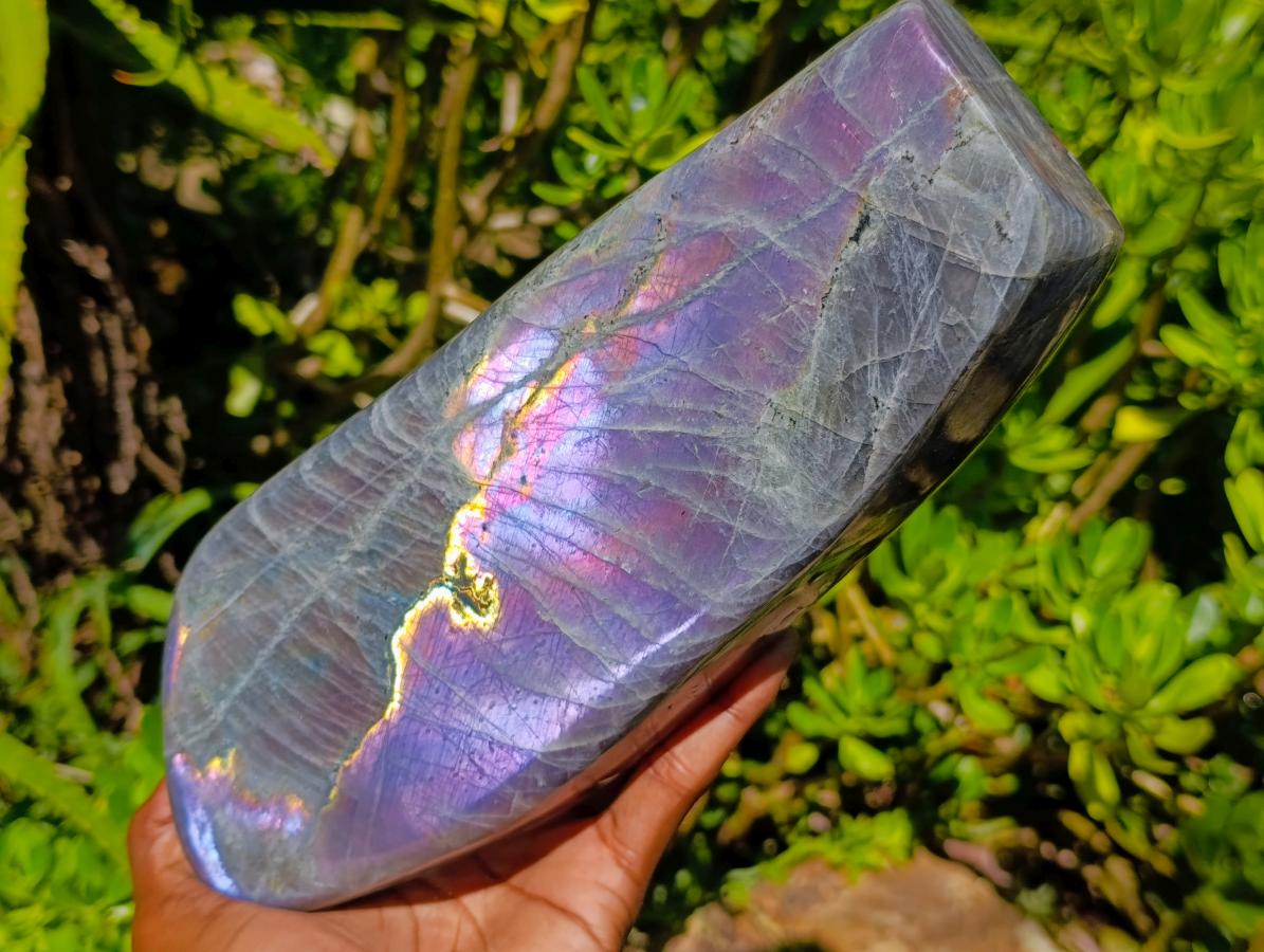 Polished Rare Purple Sunset Flash Labradorite Standing Free Form x 1 From Madagascar