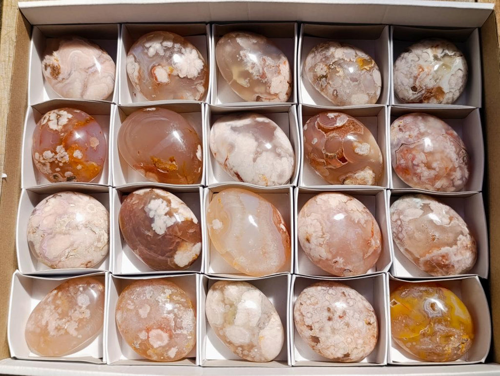 Polished Flower Agate Palm Stones x 20 From Antsahalova, Madagascar