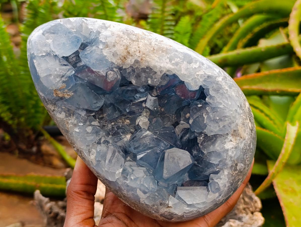Polished Large Blue Celestite Egg x 1 From Sakoany, Madagascar