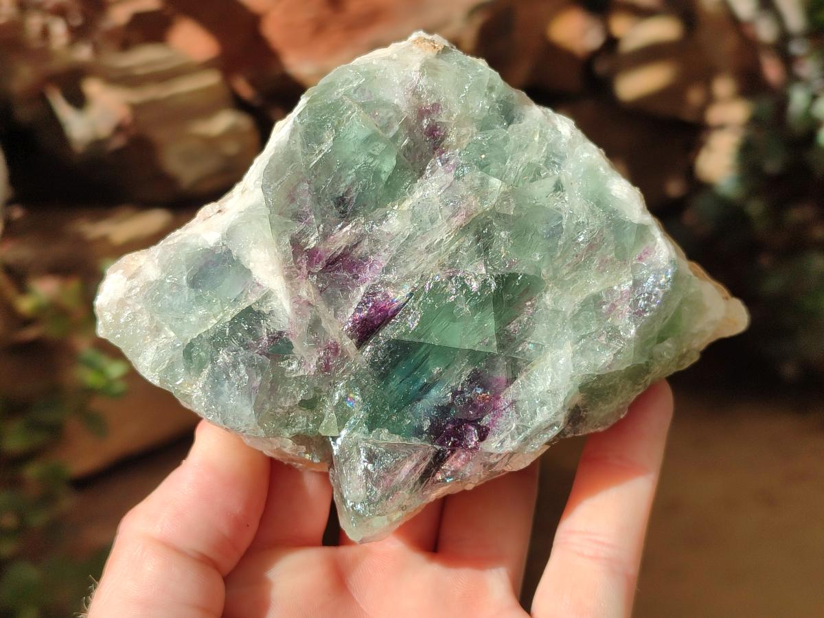 Natural Watermelon Fluorite Cobbed Specimens x 3 From Uis, Namibia
