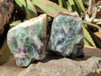 Natural Watermelon Fluorite Cobbed Specimens x 3 From Uis, Namibia