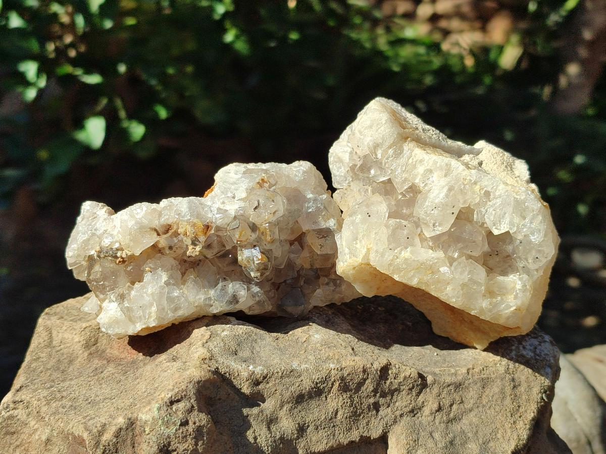 Natural Limonite Quartz Clusters with Goethite Inclusions x 12 From Solwezi, Zambia