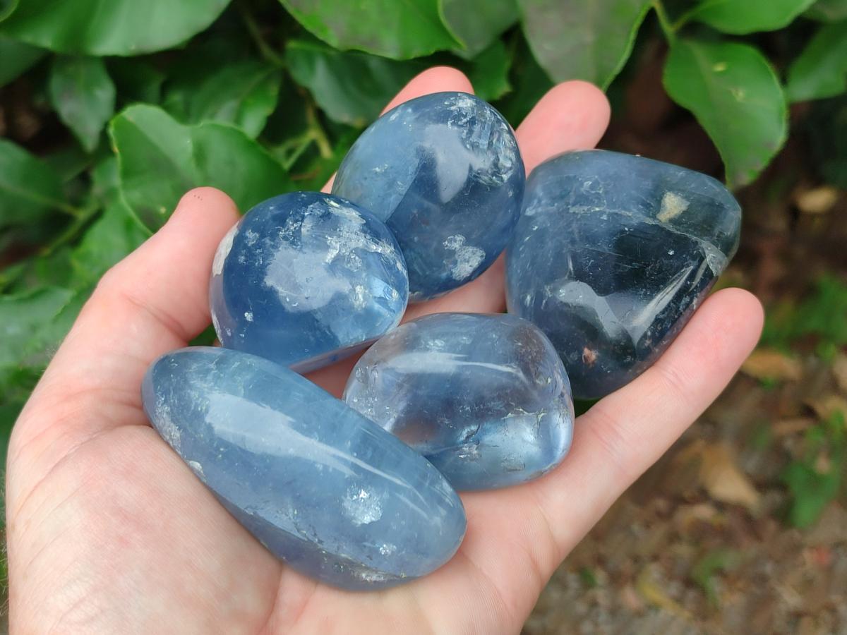 Polished Blue Celestite Free Form Crystals x 12 From Sakoany, Madagascar