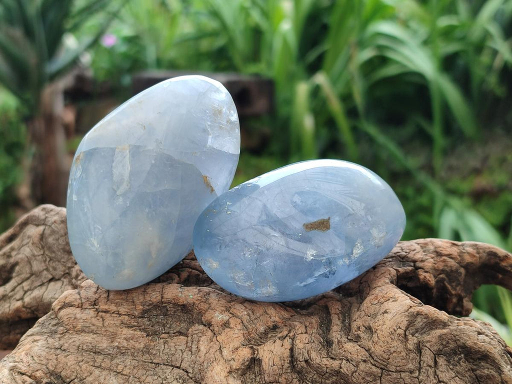 Polished Blue Celestite Free Form Crystals x 12 From Sakoany, Madagascar