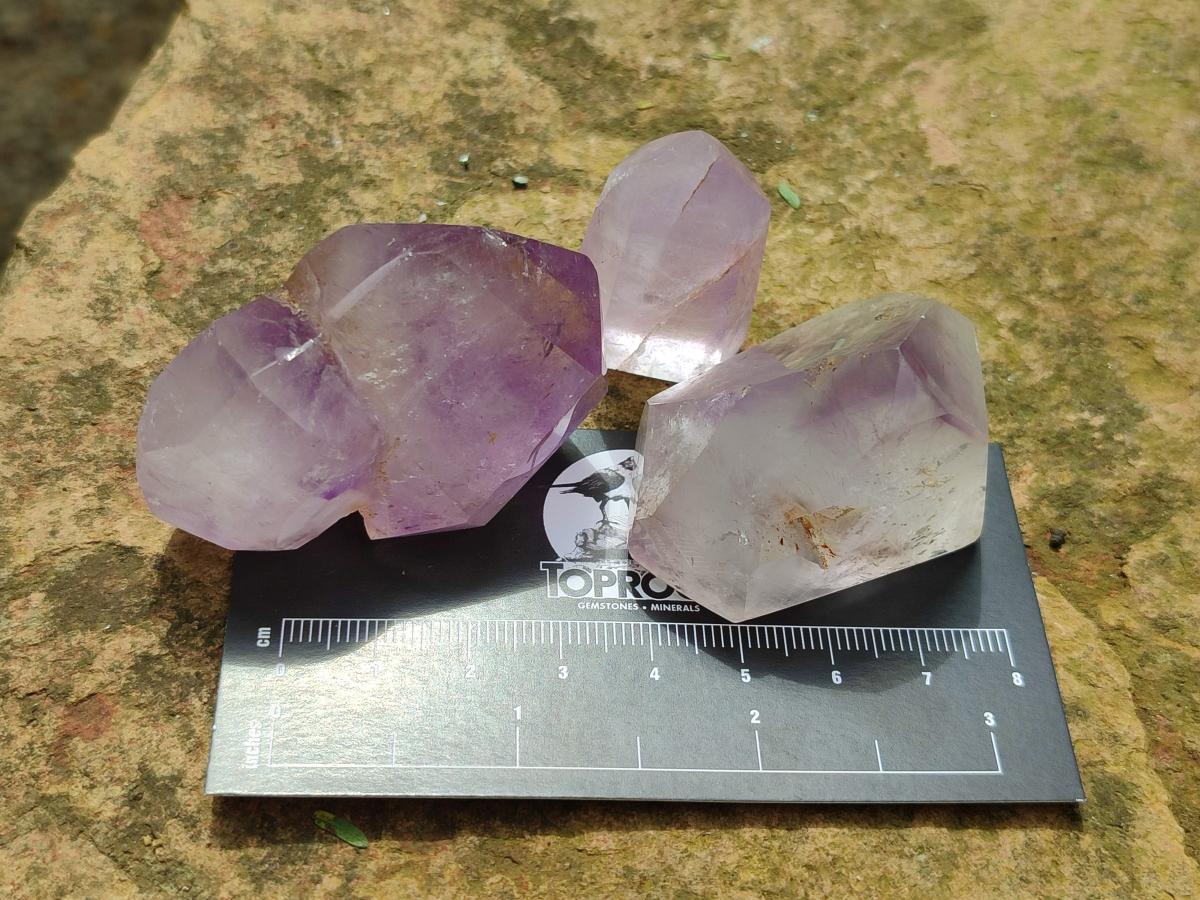 Polished Window Amethyst Crystals x 20 From Akansobe, Madagascar