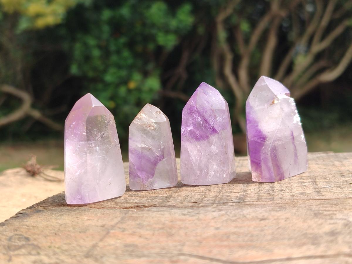 Polished Window Amethyst Crystals x 20 From Akansobe, Madagascar