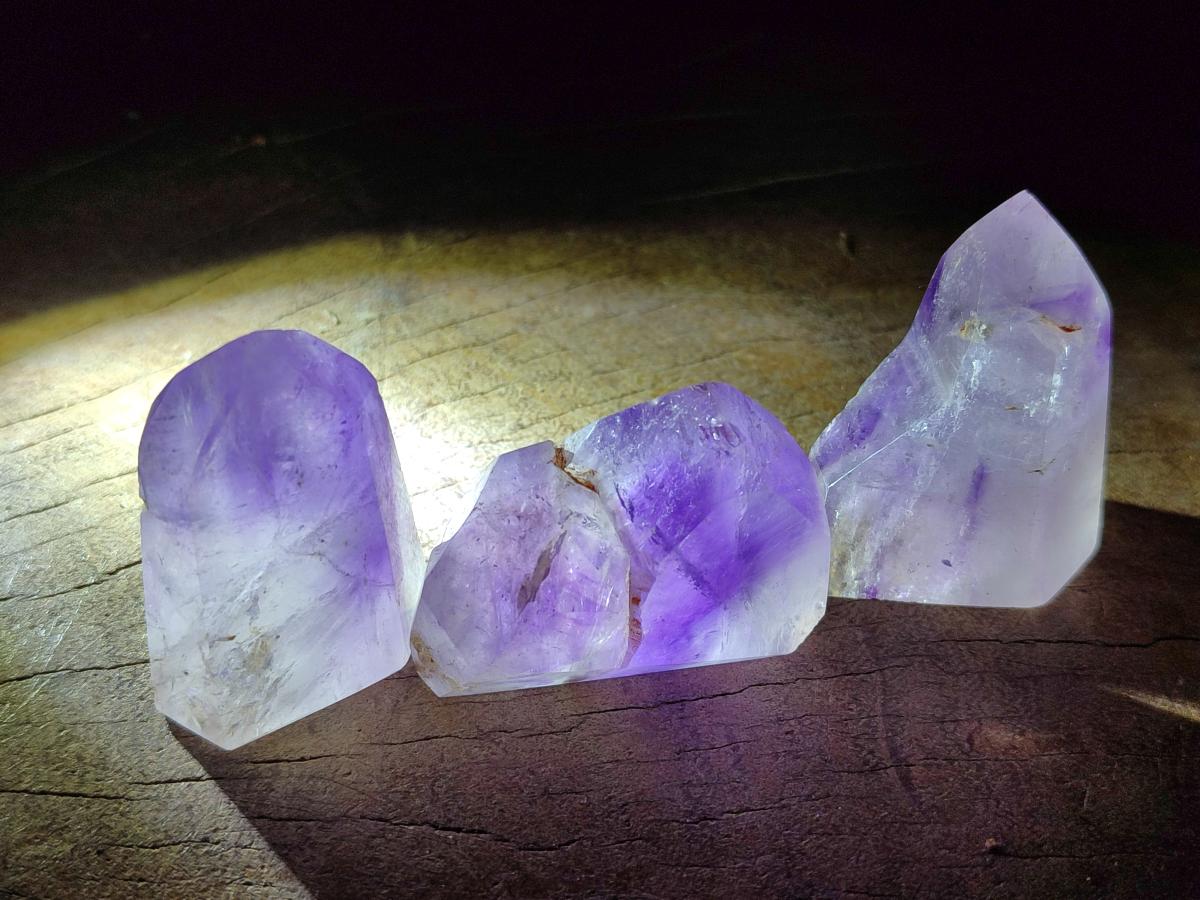 Polished Window Amethyst Crystals x 20 From Akansobe, Madagascar