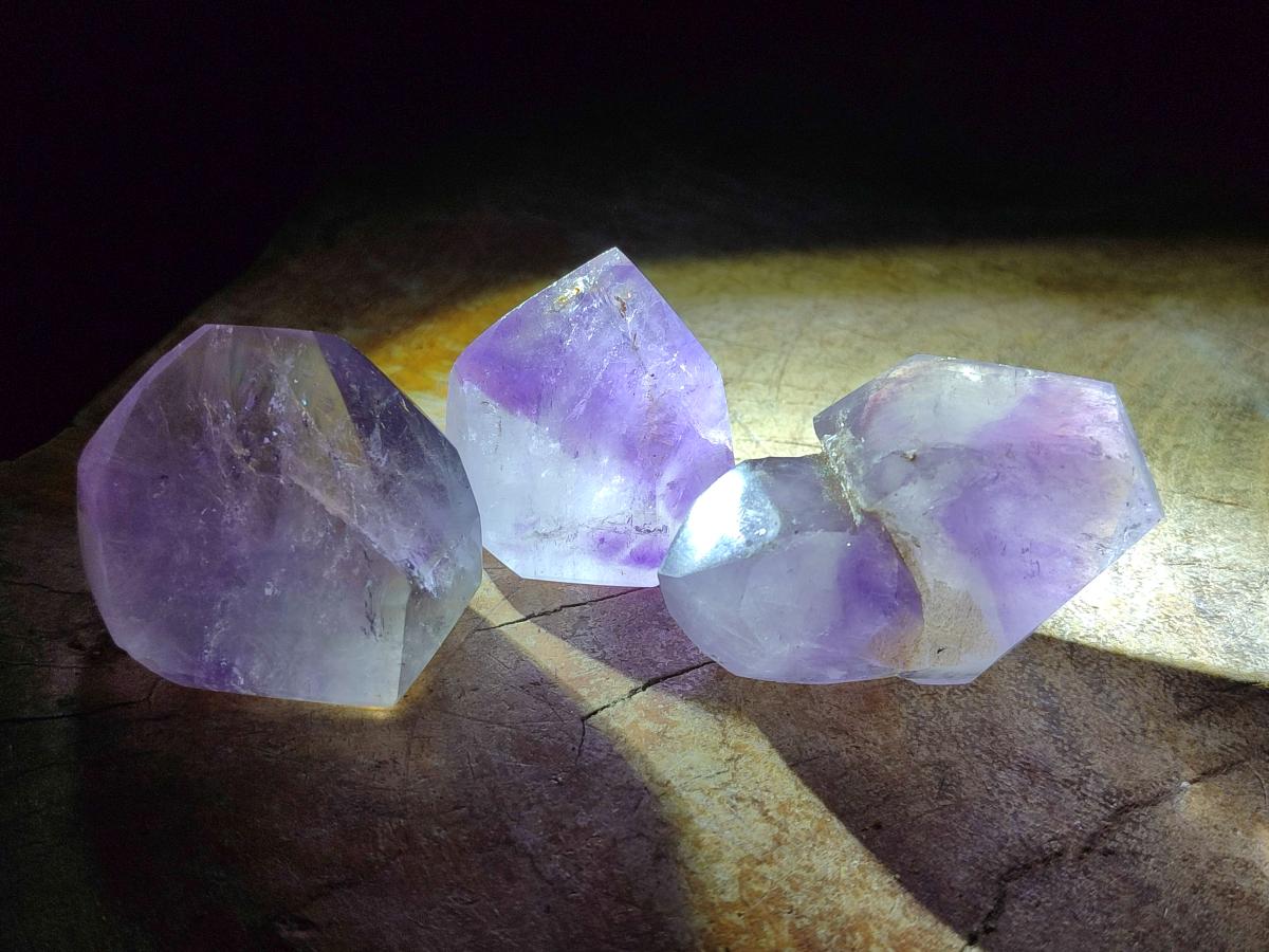 Polished Window Amethyst Crystals x 20 From Akansobe, Madagascar