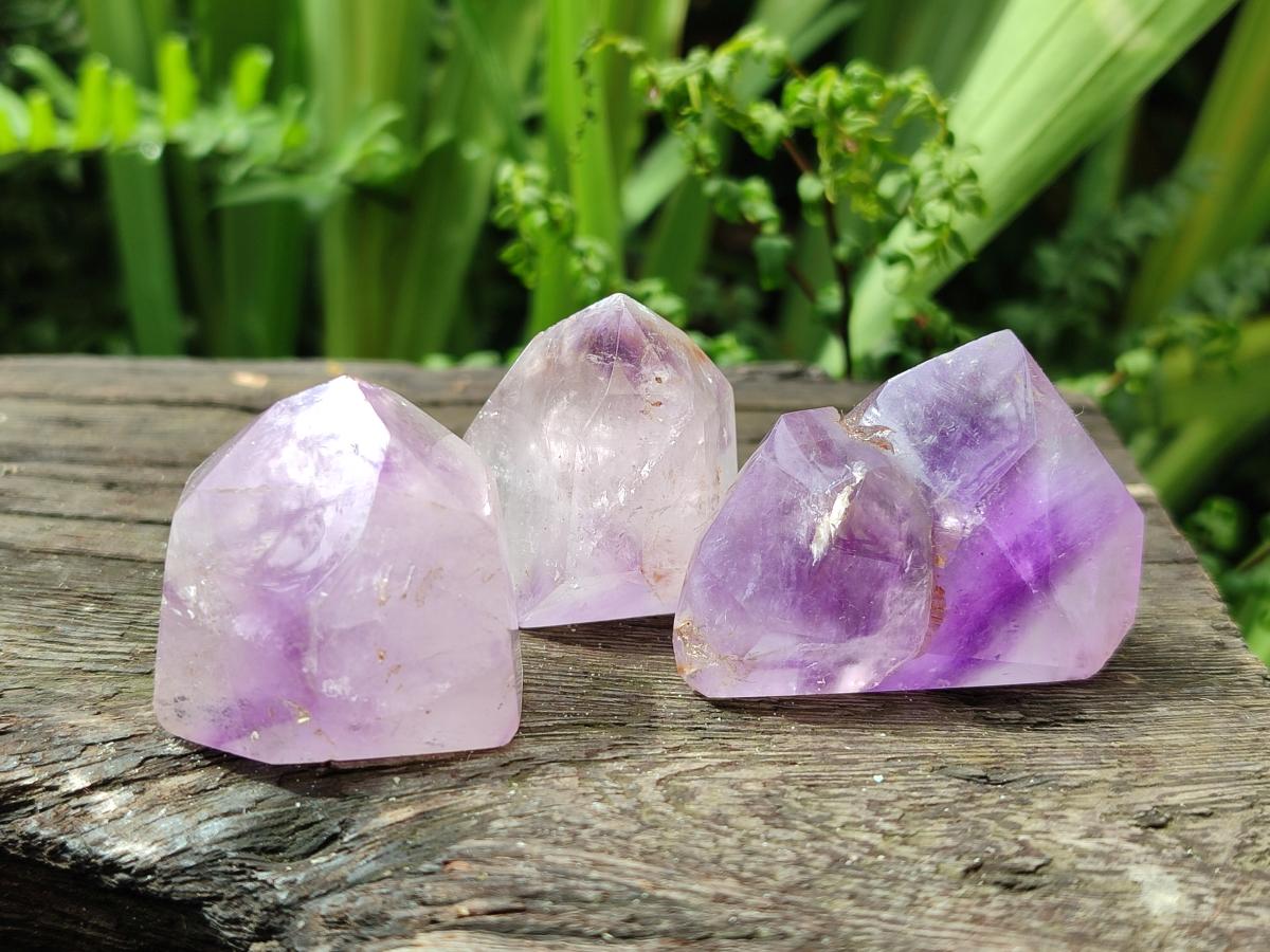 Polished Window Amethyst Crystals x 20 From Akansobe, Madagascar