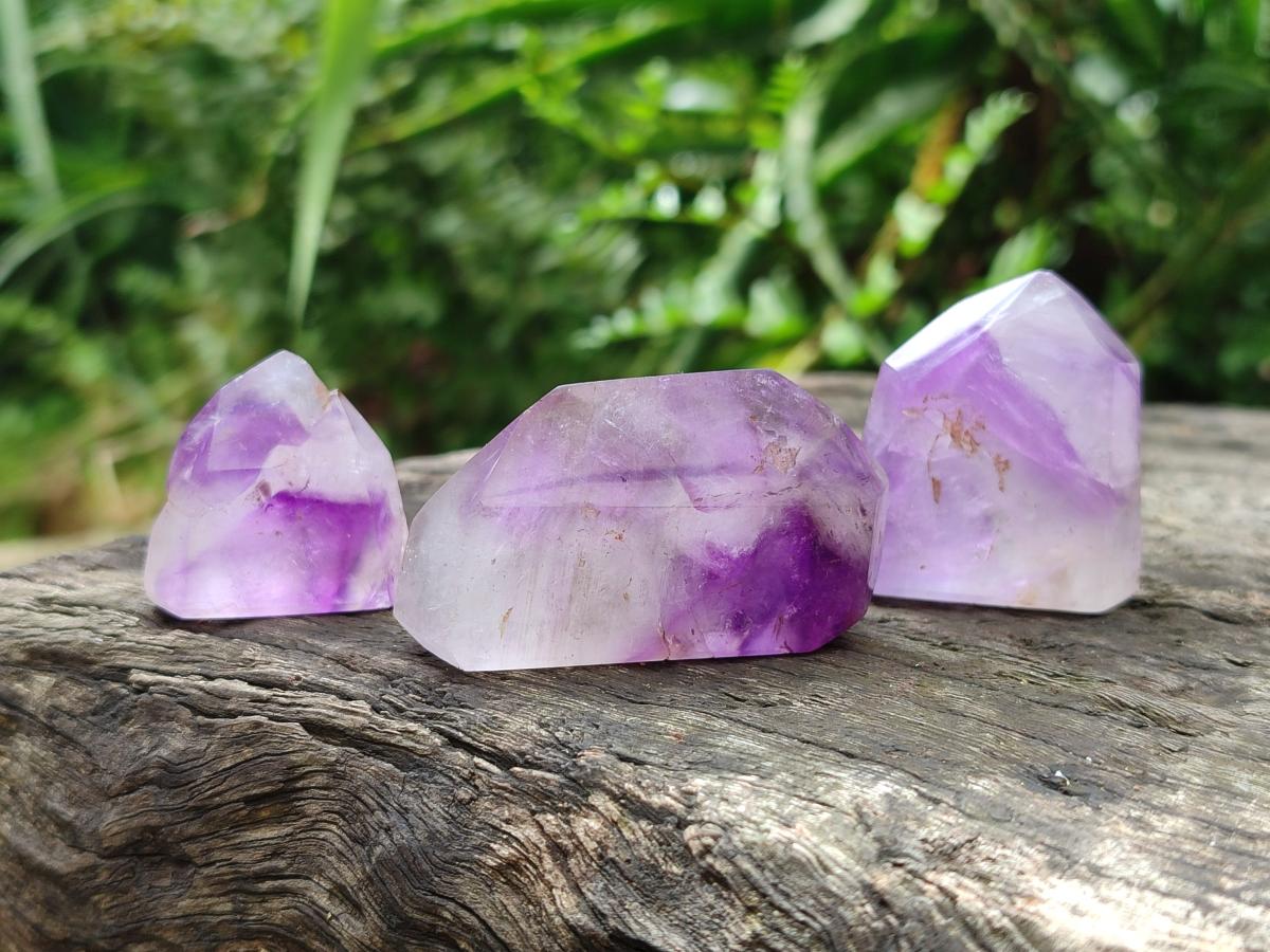 Polished Window Amethyst Crystals x 20 From Akansobe, Madagascar
