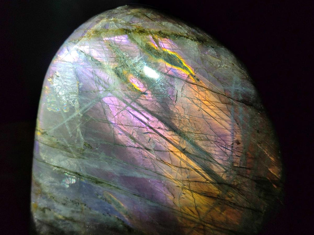 Polished Large Rare Purple Sunset Flash Labradorite Standing Free Form x 1 From Madagascar