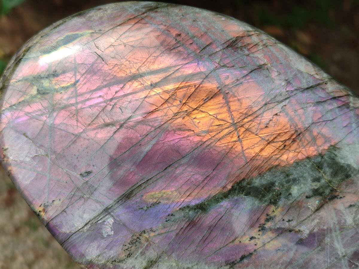 Polished Large Rare Purple Sunset Flash Labradorite Standing Free Form x 1 From Madagascar