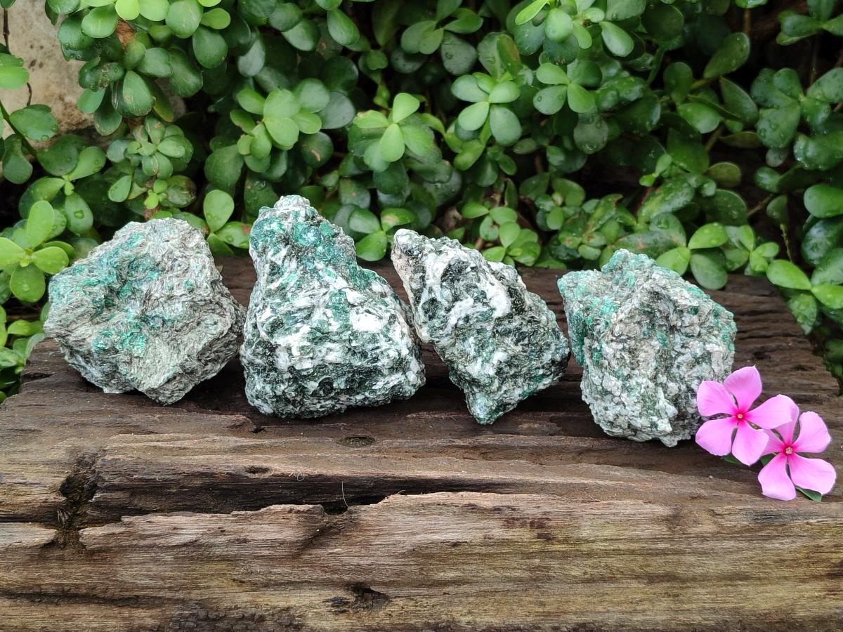 Natural Emerald Mica 'Mutokolite' Cobbed Specimens x 4 From Mutoko, Zimbabwe