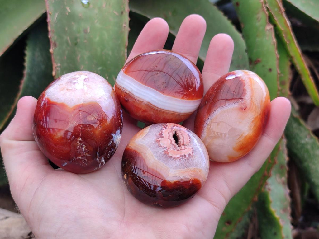 Polished Carnelian Agate Gemstone Galets x 12 From Madagascar